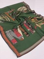 HERMES VUAL İPEK ŞAL KEMER DESENLİ YEŞİL