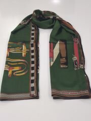 VUAL İPEK ŞAL KEMER DESENLİ YEŞİL