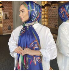 HERMES VUAL İPEK ŞAL KEMER DESENLİ SAKS YEŞİL