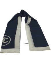 C DESEN VUAL İPEK ŞAL  ORTASI BOŞ LACİVERT KIRIK BEYAZ