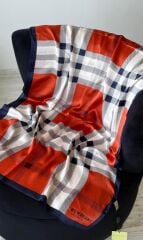 BURBERRY  VUAL İPEK ŞAL LACİVERT TURUNCU
