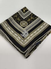 LEVİDOR TİVİL İPEK EŞARP BAROK DESEN SİYAH GOLD 3762-1