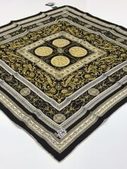 LEVİDOR TİVİL İPEK EŞARP BAROK DESEN SİYAH GOLD 3762-1