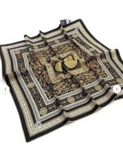 LEVİDOR TİVİL İPEK EŞARP BAROK DESEN SİYAH GOLD 3762-1