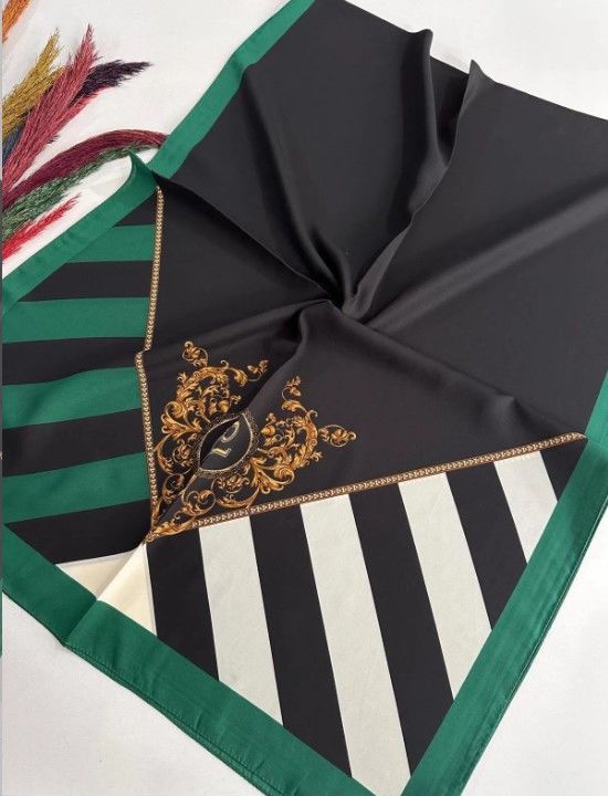 CARDİON MEDİNE İPEĞİ ŞAL BAROK DESEN ZÜMRÜT YEŞİLİ