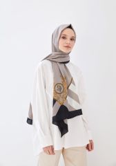 CARDİON MEDİNE İPEĞİ ŞAL BAROK DESEN SİYAH VİZON