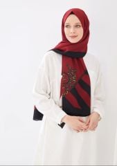 CARDİON MEDİNE İPEĞİ ŞAL BAROK DESEN BORDO