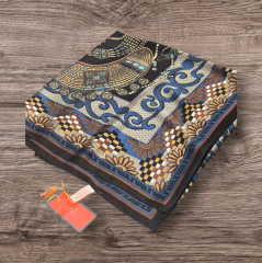 HERMES VUAL İPEK ŞAL MÜCEVHER DESEN KAHVE MAVİ VİZON