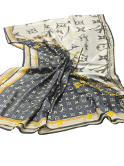 LV MODEL VUAL İPEK ŞAL SİYAH KREM GOLD