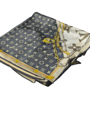 LV MODEL VUAL İPEK ŞAL SİYAH KREM GOLD