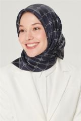 ARMİNE İPEK EŞARP NOSTALJİ 8555-15  KOYU LACİVERT