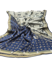 LV MODEL  VUAL İPEK ŞAL LACİVERT  KREM