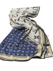 LV MODEL  VUAL İPEK ŞAL LACİVERT  KREM
