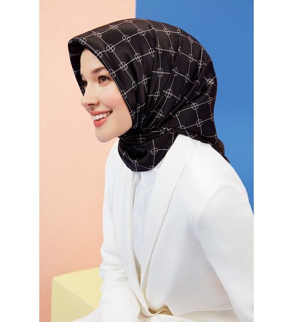 ARMİNE İPEK EŞARP NOSTALJİ 8555-14 SİYAH