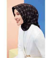 ARMİNE İPEK EŞARP NOSTALJİ 8555-14 SİYAH