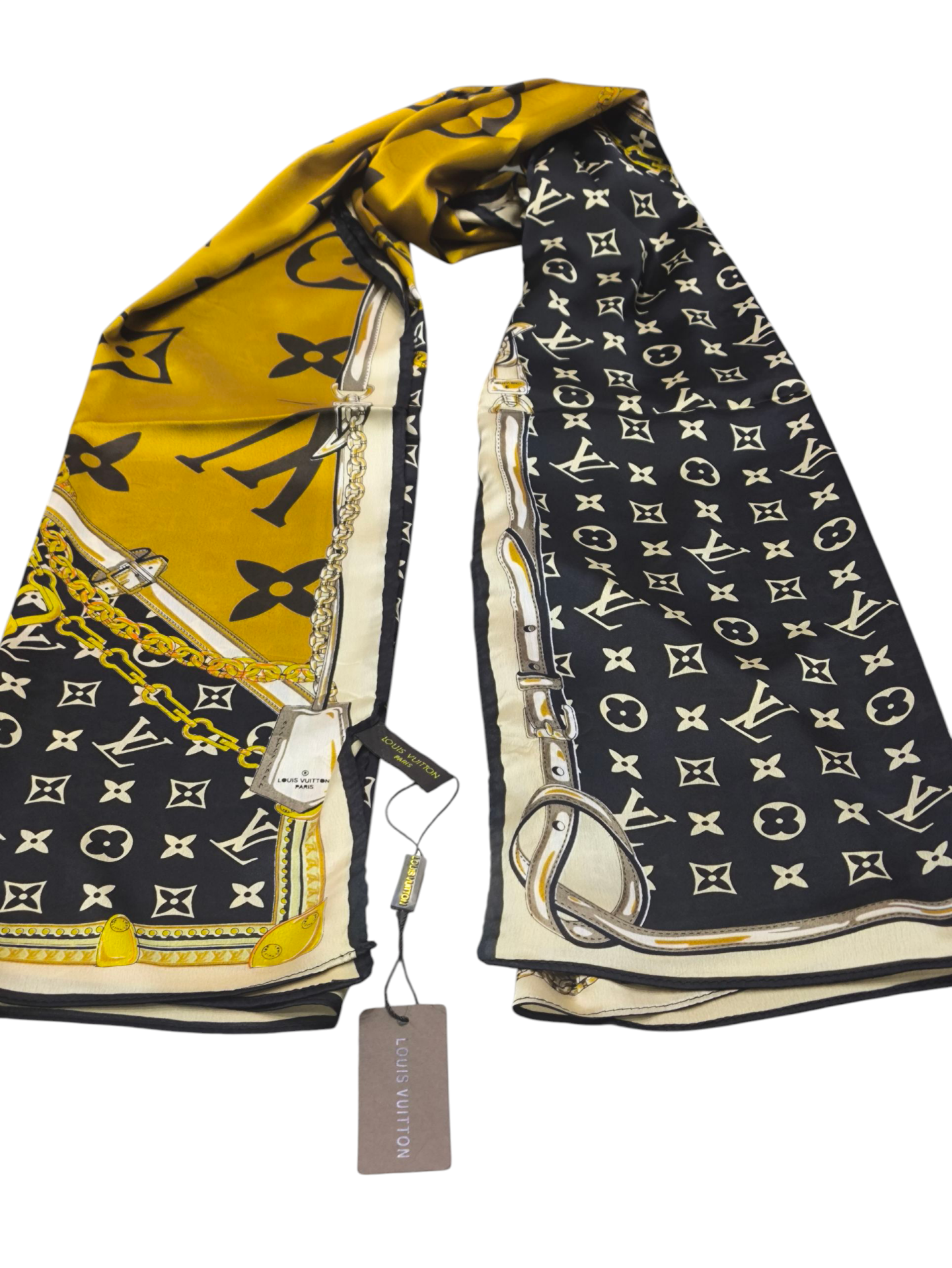 LV MODEL VUAL İPEK ŞAL HARDAL SARI SİYAH