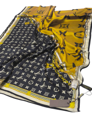 LV MODEL VUAL İPEK ŞAL HARDAL SARI SİYAH
