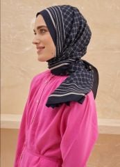 CARDİON MEDİNE İPEĞİ ŞAL MONOGRAM LACİVERT