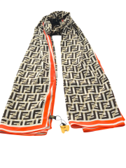 FENDİ VUAL İPEK ŞAL  F DESEN SİYAH  KREM TURUNCU