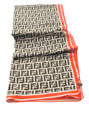 FENDİ VUAL İPEK ŞAL  F DESEN SİYAH  KREM TURUNCU