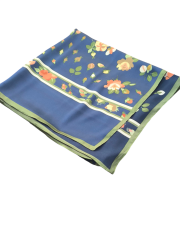 VUAL İPEK ŞAL KÜÇÜK  ÇİÇEK DESENLİ  LACİVERT