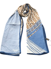 FENDİ VUAL İPEK ŞAL  F BASKILI  DESEN  BEBE MAVİSİ