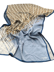 FENDİ VUAL İPEK ŞAL  F BASKILI  DESEN  BEBE MAVİSİ