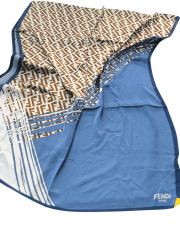 FENDİ VUAL İPEK ŞAL  F BASKILI  DESEN  BEBE MAVİSİ