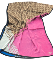 VUAL İPEK ŞAL  F BASKILI  DESEN  KOYU MAVİ FUŞYA PEMBE