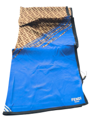 FENDİ VUAL İPEK ŞAL  F BASKILI  DESEN  KOYU MAVİ FUŞYA PEMBE