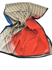 VUAL İPEK ŞAL  F BASKILI  DESEN  SAKS MAVİ TURUNCU