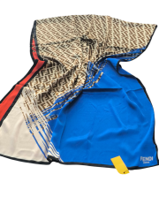 VUAL İPEK ŞAL  F BASKILI  DESEN  SAKS MAVİ TURUNCU