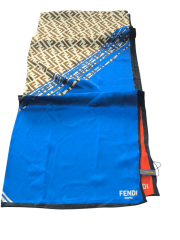 FENDİ VUAL İPEK ŞAL  F BASKILI  DESEN  SAKS MAVİ TURUNCU