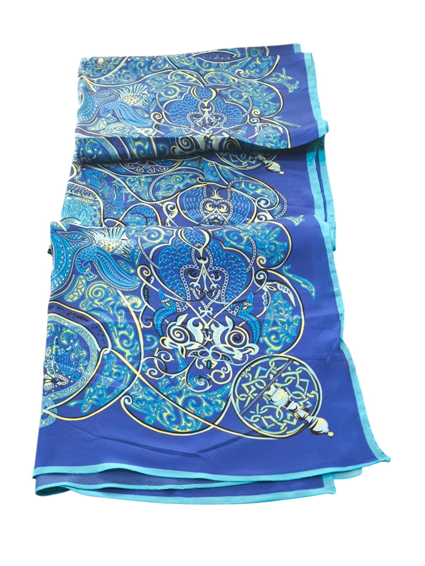 VUAL İPEK ŞAL KARIŞIK DESEN  KOYU MAVİ