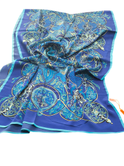 VUAL İPEK ŞAL KARIŞIK DESEN  KOYU MAVİ