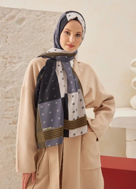 CARDİON MEDİNE İPEĞİ ŞAL ASYA MODEL SİYAH GRİ