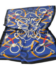 KEMER ZİNCİRLİ MODEL VUAL İPEK ŞAL SAKS MAVİSİ