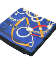 KEMER ZİNCİRLİ MODEL VUAL İPEK ŞAL SAKS MAVİSİ