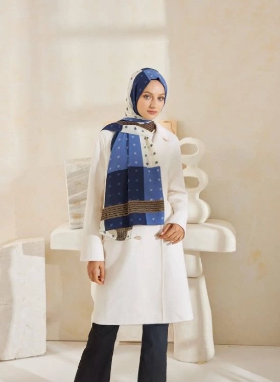 CARDİON MEDİNE İPEĞİ ŞAL ASYA MODEL KOT MAVİ LACİVERT