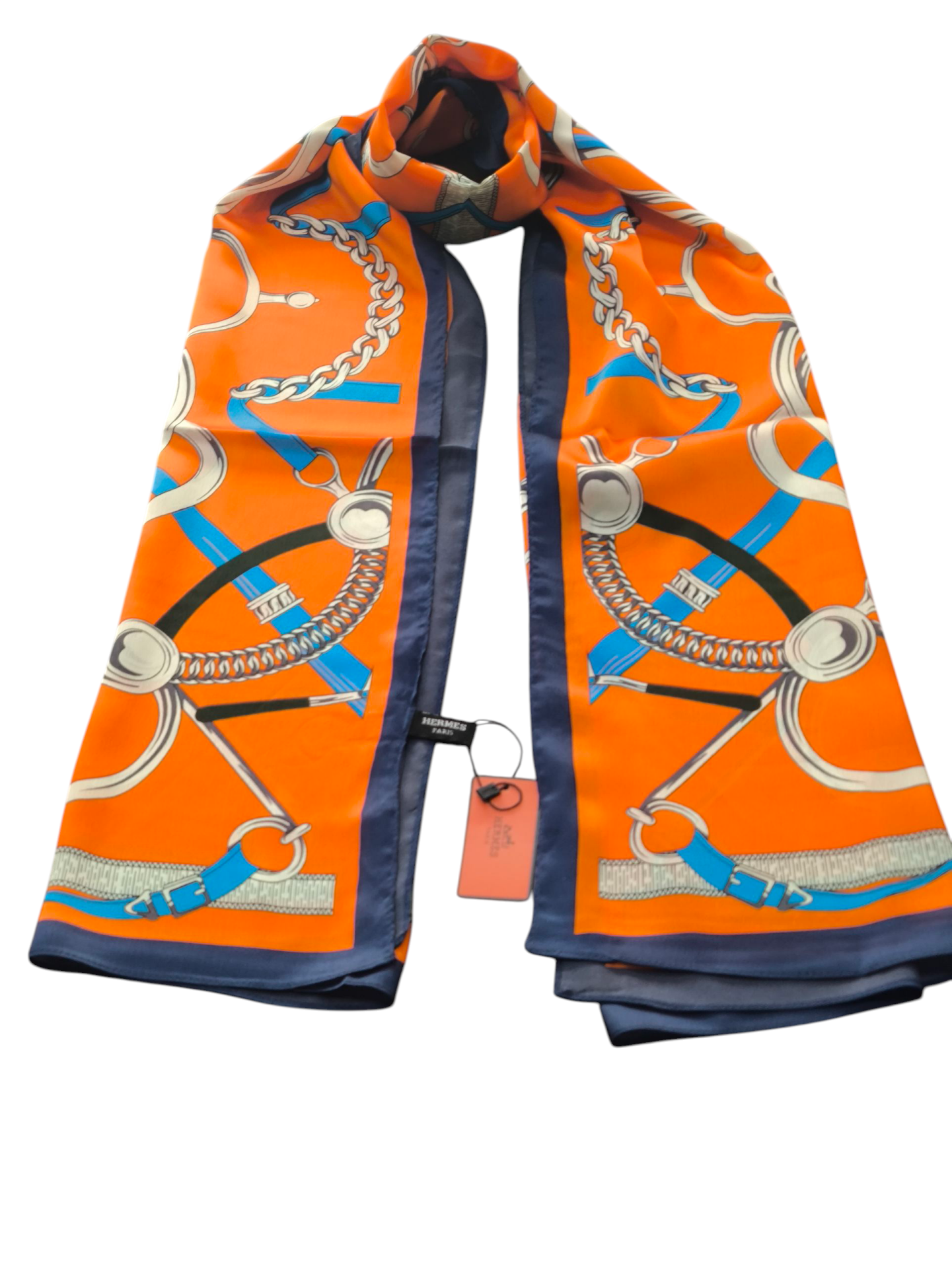 KEMER ZİNCİRLİ MODEL VUAL İPEK ŞAL TURUNCU