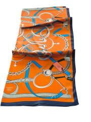 KEMER ZİNCİRLİ MODEL VUAL İPEK ŞAL TURUNCU