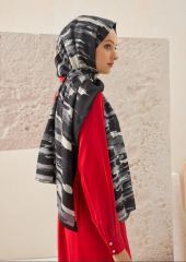 CARDİON MEDİNE İPEĞİ ŞAL PASTEL MODEL FÜME SİYAH