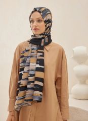 CARDİON MEDİNE İPEĞİ ŞAL PASTEL MODEL SİYAH GOLD