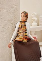 CARDİON MEDİNE İPEĞİ ŞAL PASTEL MODEL SARI TURUNCU SİYAH