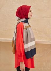 CARDİON MEDİNE İPEĞİ ŞAL EKOSE MODEL BORDO LACİVERT TABA