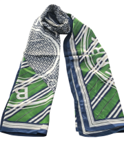 VUAL İPEK ŞAL YAZILI DESEN LACİVERT YEŞİL