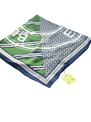 VUAL İPEK ŞAL YAZILI DESEN LACİVERT YEŞİL