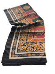 Vual İpek Şal  Varok Desen Siyah Yeşil Bordo