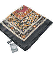 Vual İpek Şal  Varok Desen Siyah Yeşil Bordo