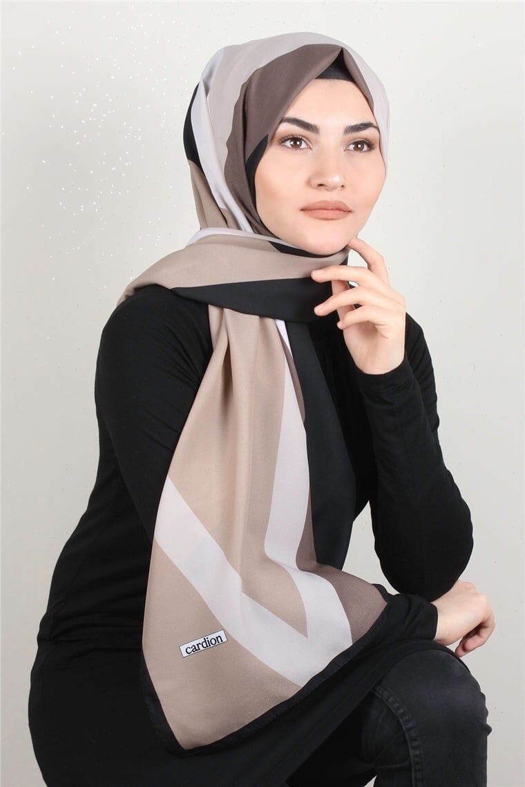 CARDİON MEDİNE İPEĞİ ŞAL BAKLAVA MODEL SİYAH VİZON